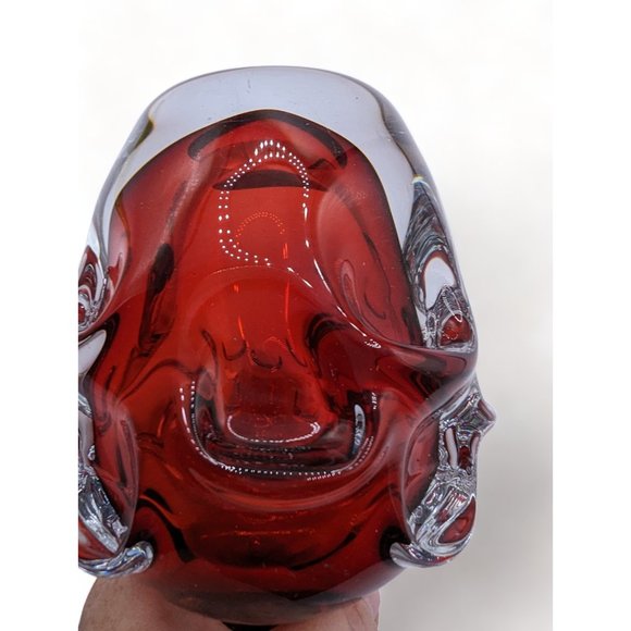 Vintage Aseda Swedish Art Glass Bergstrom Ruby Thumbprint Glass Decanter 7 in - Picture 12 of 14